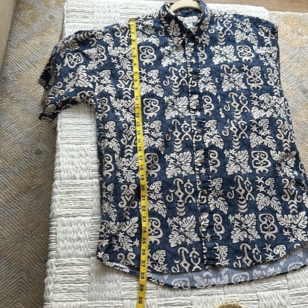 Blue and tan short sleeve Hawaiian shirt SZ L - Picture 6 of 9